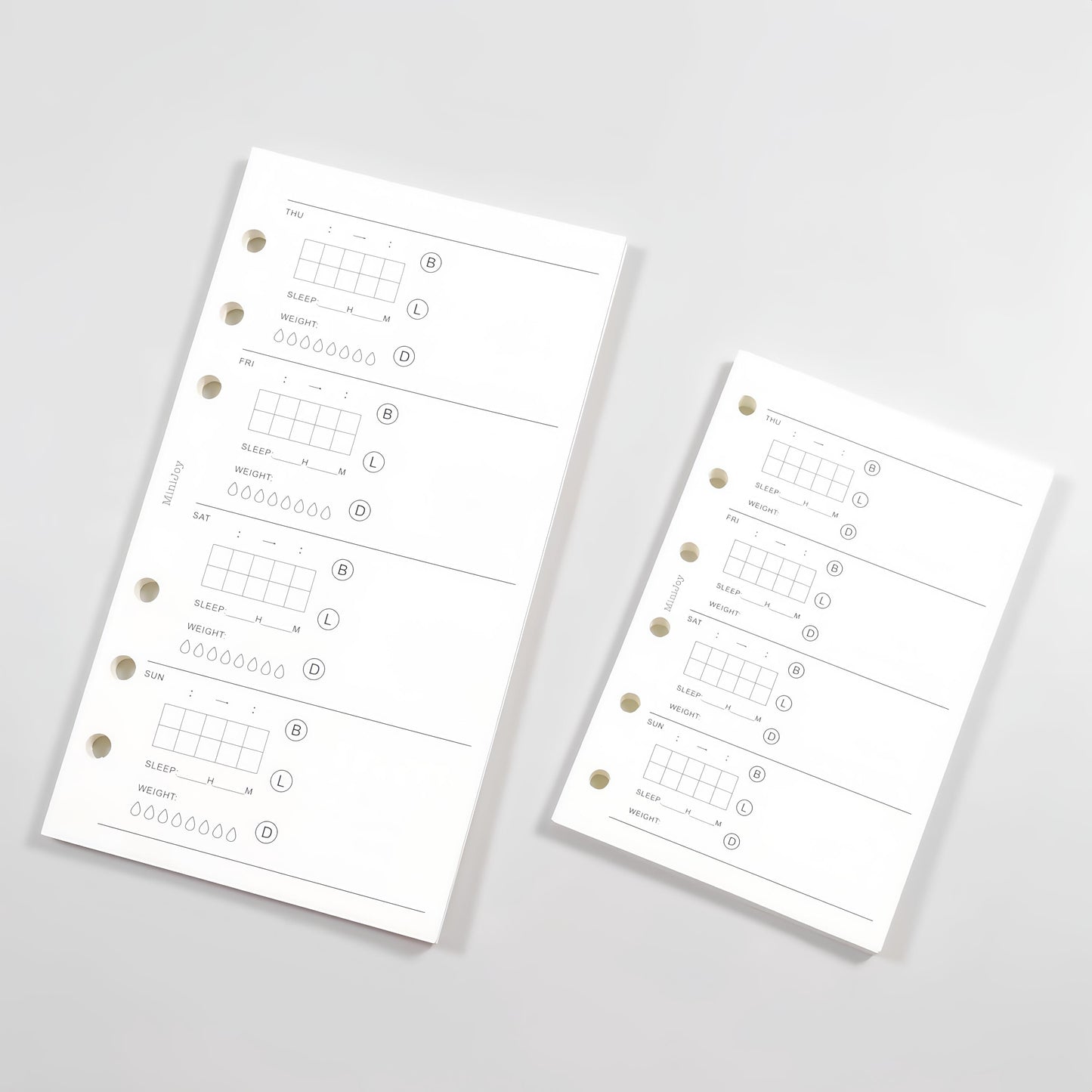 A7 Personal Weekly Health Diet Printed Planner Inserts | 120gsm Paper | 6 Ring Binder Planner Refills | Food Meal Sleep Weight Record