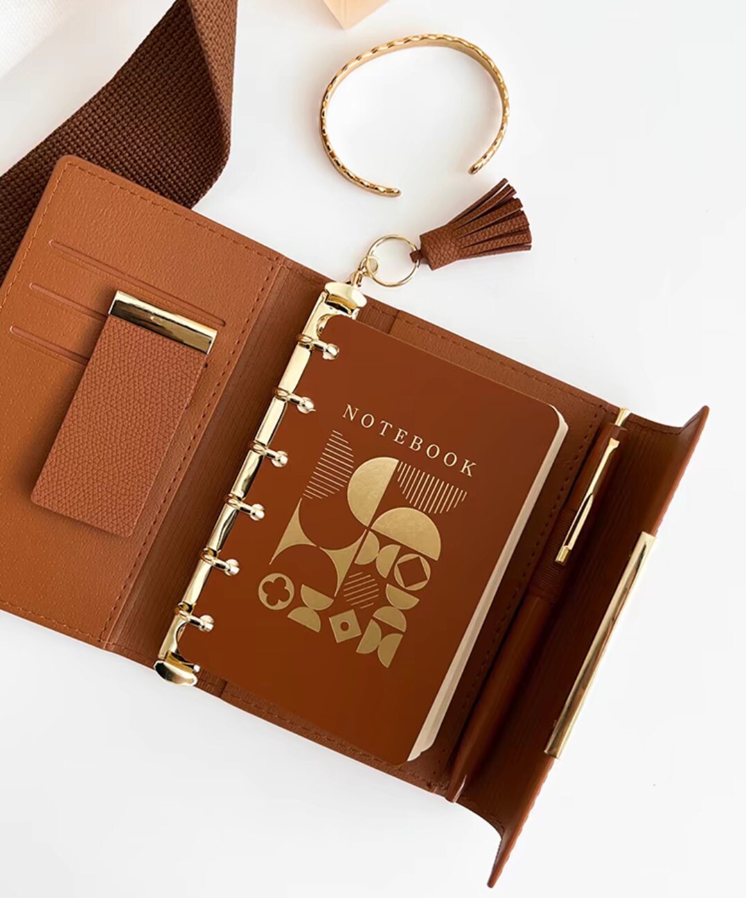 2025 PU Leather 6 Ring Binder | A5 Personal A7 Pocket Planners | Journal Diary Agenda Planner | Gift for Her | School Office Stationery