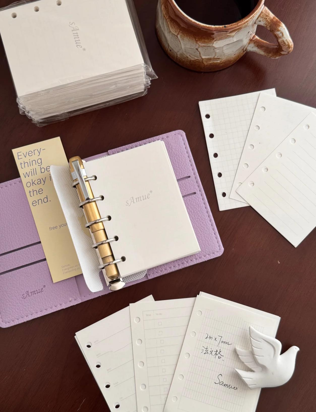 M5 A8 Portable Vegan Leather 5 Ring Binder Planner | Mini Loose Leaf Binder | Daily Weekly Monthly Planner Journal | 2025 Refillable Planner