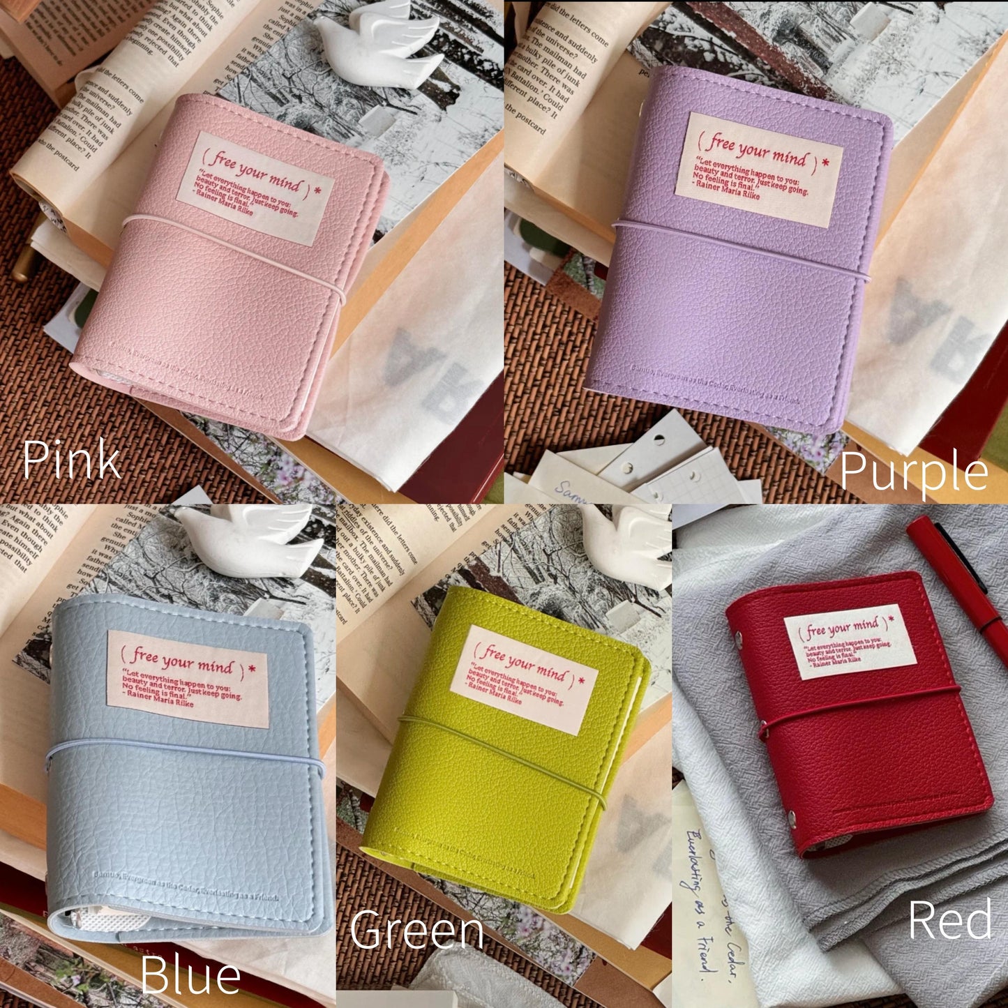M5 A8 Portable Vegan Leather 5 Ring Binder Planner | Mini Loose Leaf Binder | Daily Weekly Monthly Planner Journal | 2025 Refillable Planner