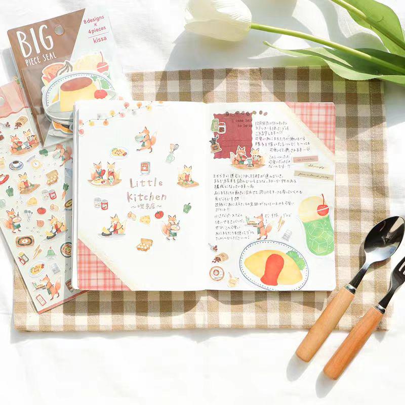 Mind Wave Cute Japanese Stickers | Animal Little Kitchen Cooking Cake Food Decorative Stickers | Planner Journal Collage DIY Bujo Supplies