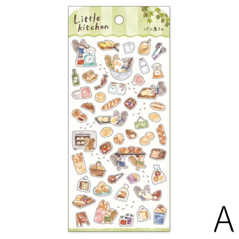 Mind Wave Cute Japanese Stickers | Animal Little Kitchen Cooking Cake Food Decorative Stickers | Planner Journal Collage DIY Bujo Supplies