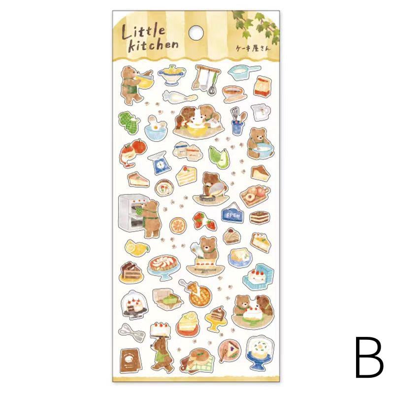 Mind Wave Cute Japanese Stickers | Animal Little Kitchen Cooking Cake Food Decorative Stickers | Planner Journal Collage DIY Bujo Supplies