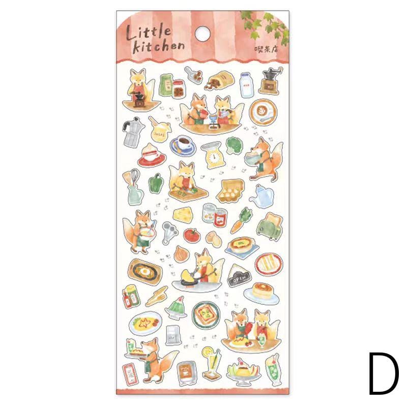Mind Wave Cute Japanese Stickers | Animal Little Kitchen Cooking Cake Food Decorative Stickers | Planner Journal Collage DIY Bujo Supplies