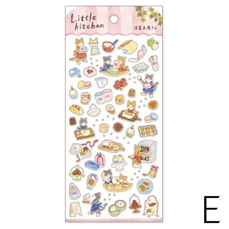 Mind Wave Cute Japanese Stickers | Animal Little Kitchen Cooking Cake Food Decorative Stickers | Planner Journal Collage DIY Bujo Supplies
