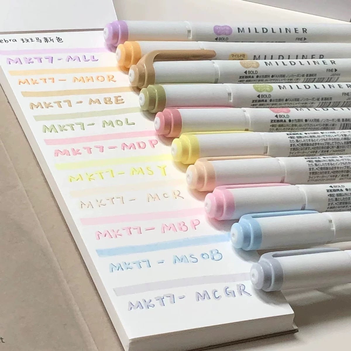 Zebra 2022 New Mildliner Double-Sided Highlighter | Dual Tip Fine Bold | Gentle Natural Color | Japanese Pens Stationery