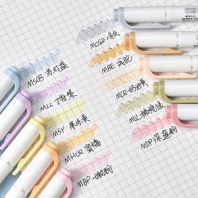 Zebra 2022 New Mildliner Double-Sided Highlighter | Dual Tip Fine Bold | Gentle Natural Color | Japanese Pens Stationery