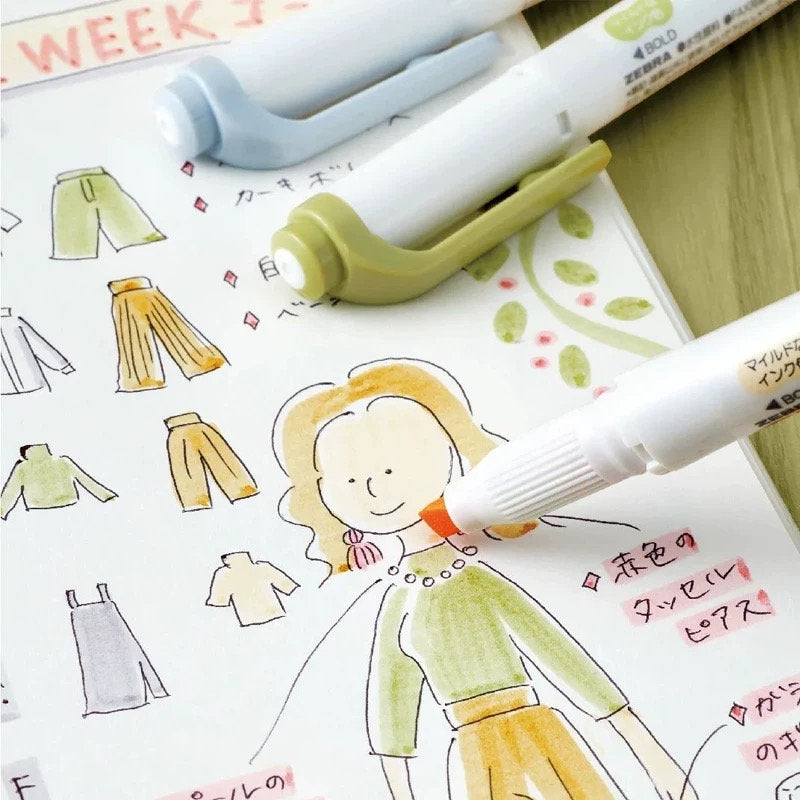 Zebra 2022 New Mildliner Double-Sided Highlighter | Dual Tip Fine Bold | Gentle Natural Color | Japanese Pens Stationery