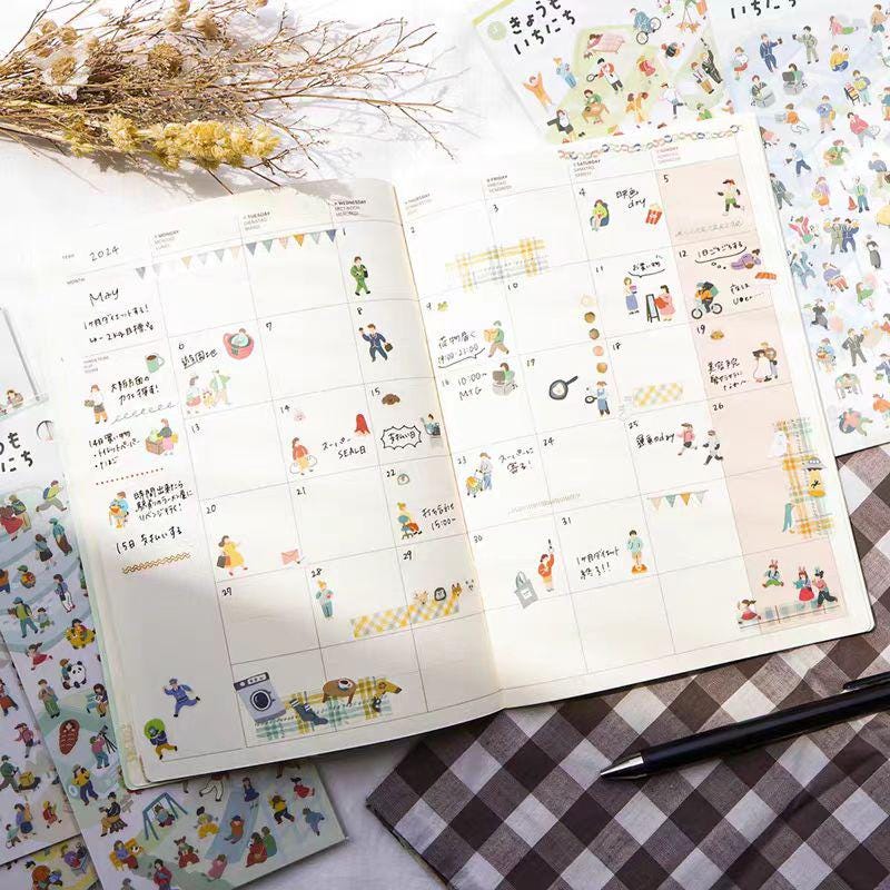 Mind Wave Cute Washi Decorative Stickers | Daily Life Aesthetics Stickers | Bujo Junk Journal Collage Planner DIY Scrapbooking Supplies