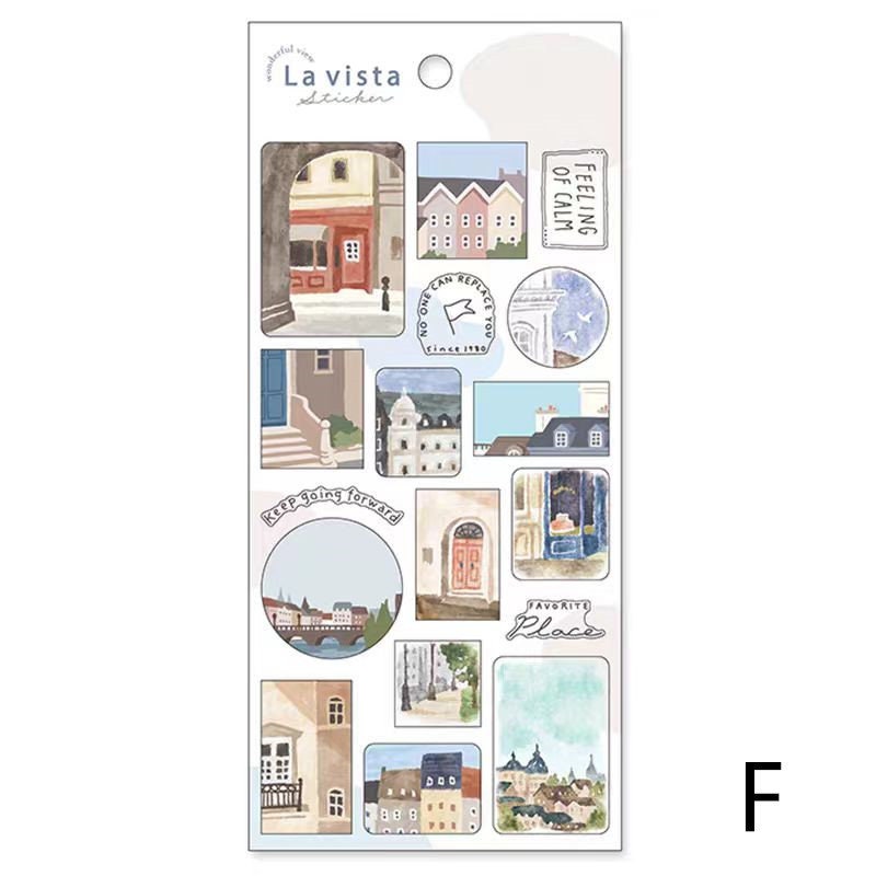 Mind Wave La Vista Japanese Stickers | Watercolor Landscape Cafe Plant Room Flower Planner Decorative Stickers | Journal Collage Supplies
