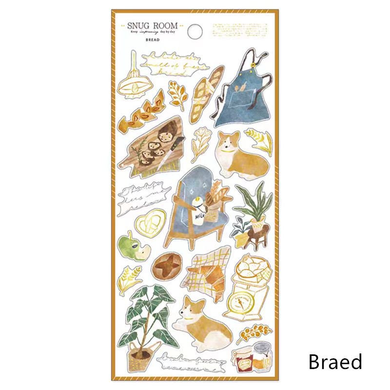 Mind Wave Snug Room Japanese Stickers | Coffee Bread Flower Book Home Decorative Stickers | Cute Planner Journal Collage DIY Supplies
