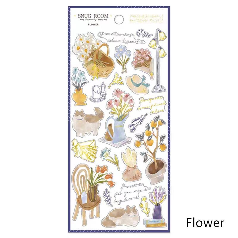 Mind Wave Snug Room Japanese Stickers | Coffee Bread Flower Book Home Decorative Stickers | Cute Planner Journal Collage DIY Supplies