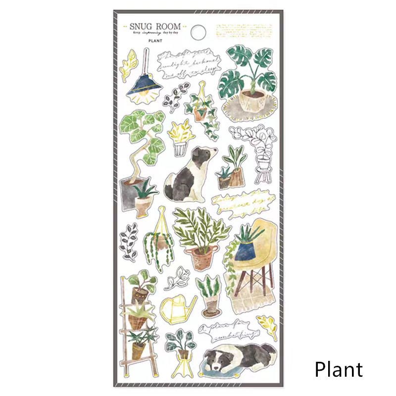 Mind Wave Snug Room Japanese Stickers | Coffee Bread Flower Book Home Decorative Stickers | Cute Planner Journal Collage DIY Supplies