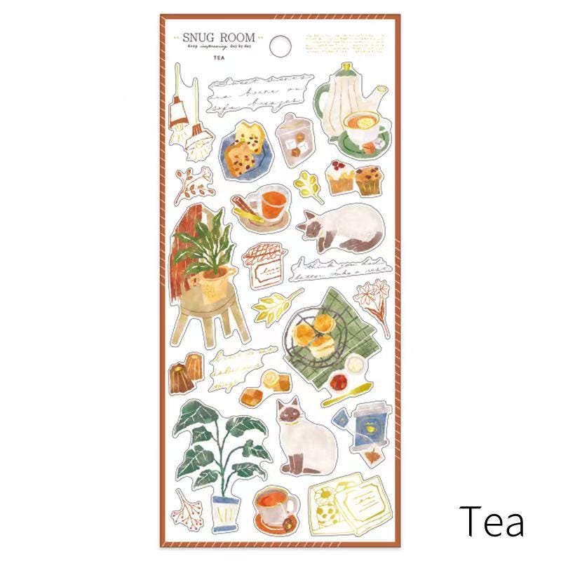 Mind Wave Snug Room Japanese Stickers | Coffee Bread Flower Book Home Decorative Stickers | Cute Planner Journal Collage DIY Supplies