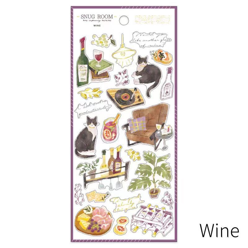 Mind Wave Snug Room Japanese Stickers | Coffee Bread Flower Book Home Decorative Stickers | Cute Planner Journal Collage DIY Supplies