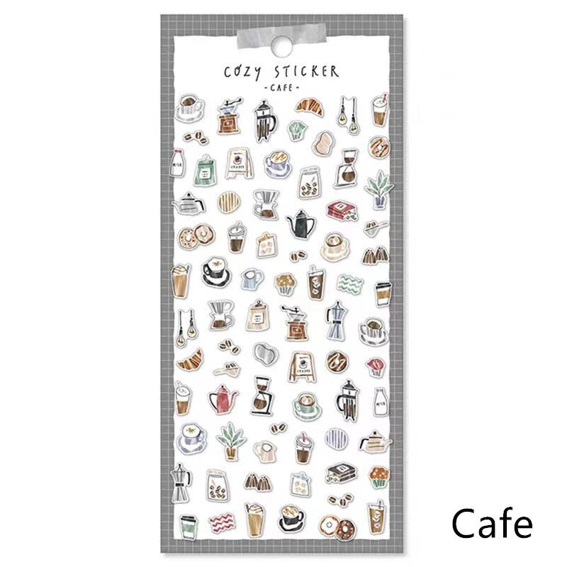 Mind Wave Cozy Washi Stickers | Japanese Stickers Stationery | Flower Coffee People Animal Life Decorative Stickers | Planner DIY Supplies