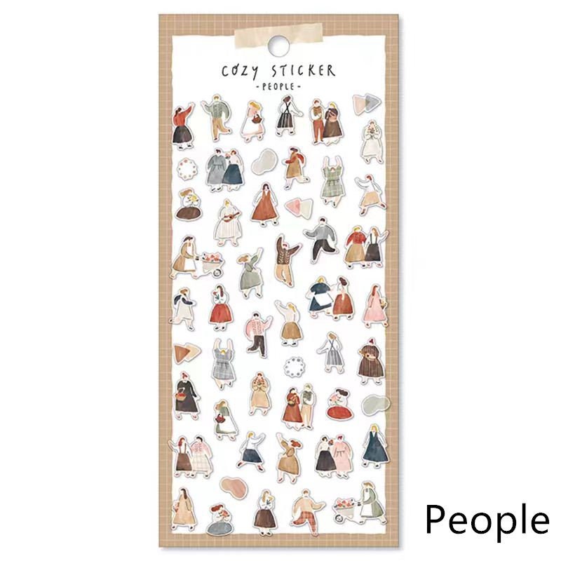 Mind Wave Cozy Washi Stickers | Japanese Stickers Stationery | Flower Coffee People Animal Life Decorative Stickers | Planner DIY Supplies