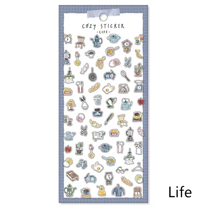 Mind Wave Cozy Washi Stickers | Japanese Stickers Stationery | Flower Coffee People Animal Life Decorative Stickers | Planner DIY Supplies