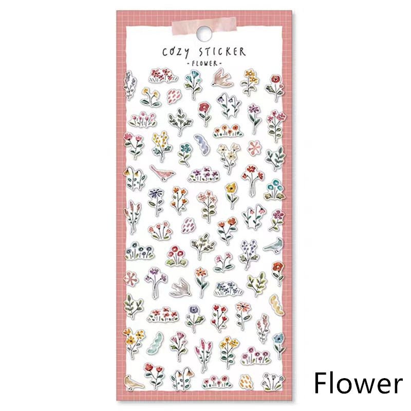 Mind Wave Cozy Washi Stickers | Japanese Stickers Stationery | Flower Coffee People Animal Life Decorative Stickers | Planner DIY Supplies