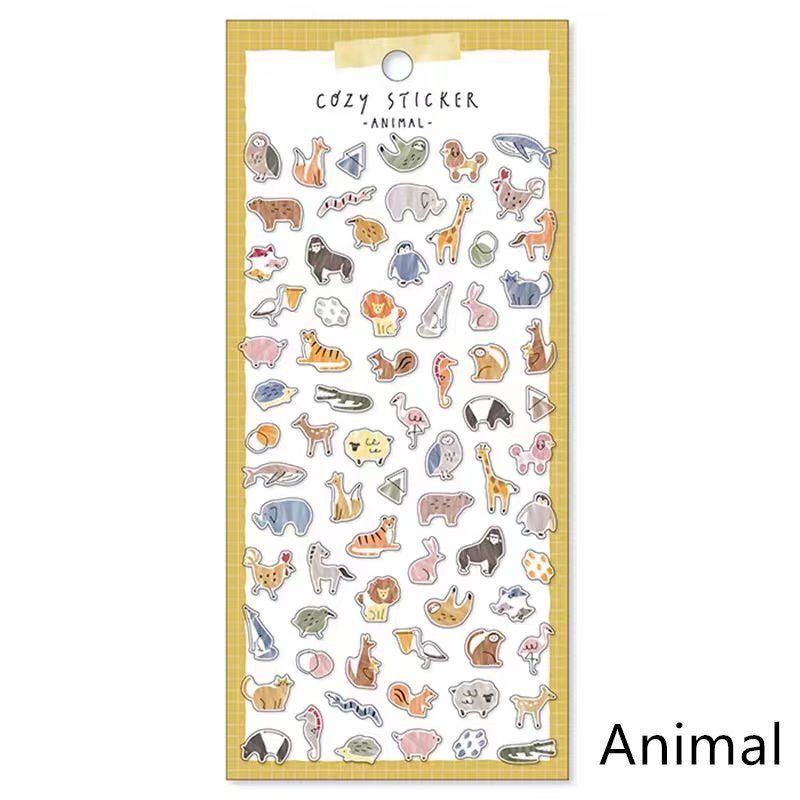 Mind Wave Cozy Washi Stickers | Japanese Stickers Stationery | Flower Coffee People Animal Life Decorative Stickers | Planner DIY Supplies