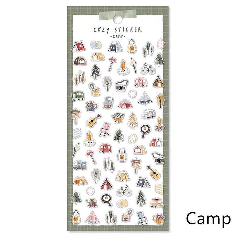 Mind Wave Cozy Washi Stickers | Japanese Stickers Stationery | Flower Coffee People Animal Life Decorative Stickers | Planner DIY Supplies