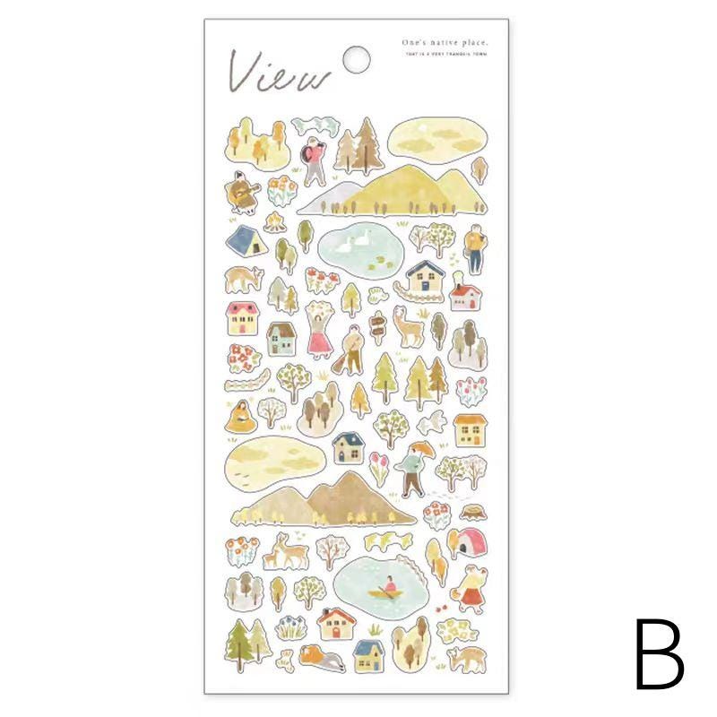 Mind Wave Mini Scenery Japanese Stickers | Plant Camp Travel Study Shopping Decorative Stickers | Planner Journal Collage DIY Supplies