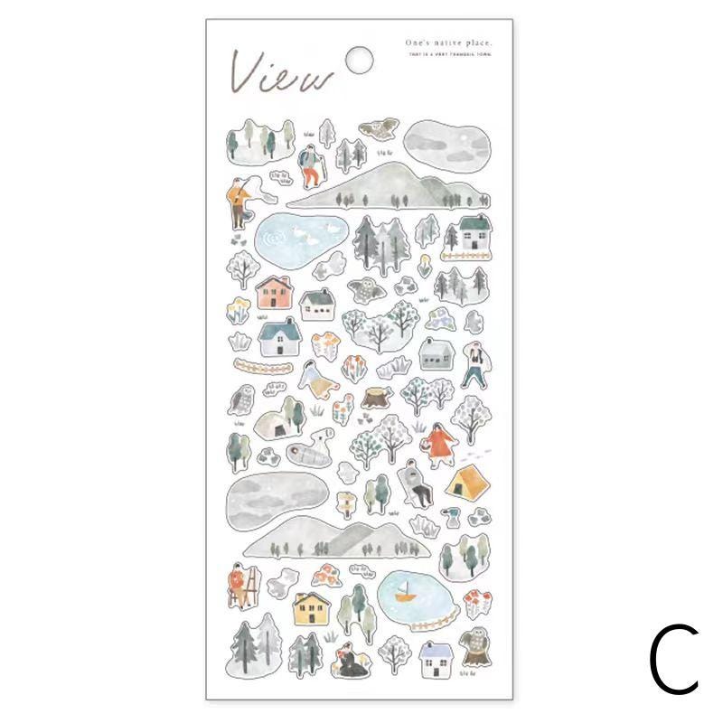 Mind Wave Mini Scenery Japanese Stickers | Plant Camp Travel Study Shopping Decorative Stickers | Planner Journal Collage DIY Supplies
