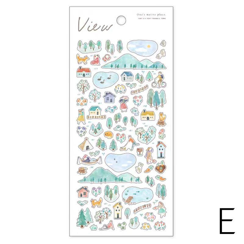Mind Wave Mini Scenery Japanese Stickers | Plant Camp Travel Study Shopping Decorative Stickers | Planner Journal Collage DIY Supplies
