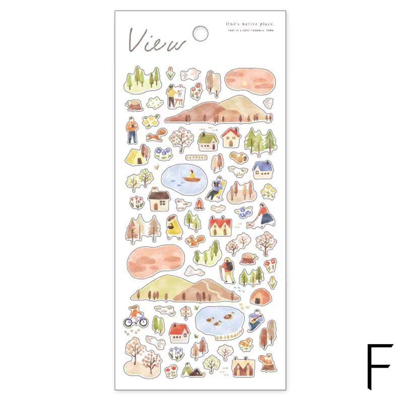 Mind Wave Mini Scenery Japanese Stickers | Plant Camp Travel Study Shopping Decorative Stickers | Planner Journal Collage DIY Supplies