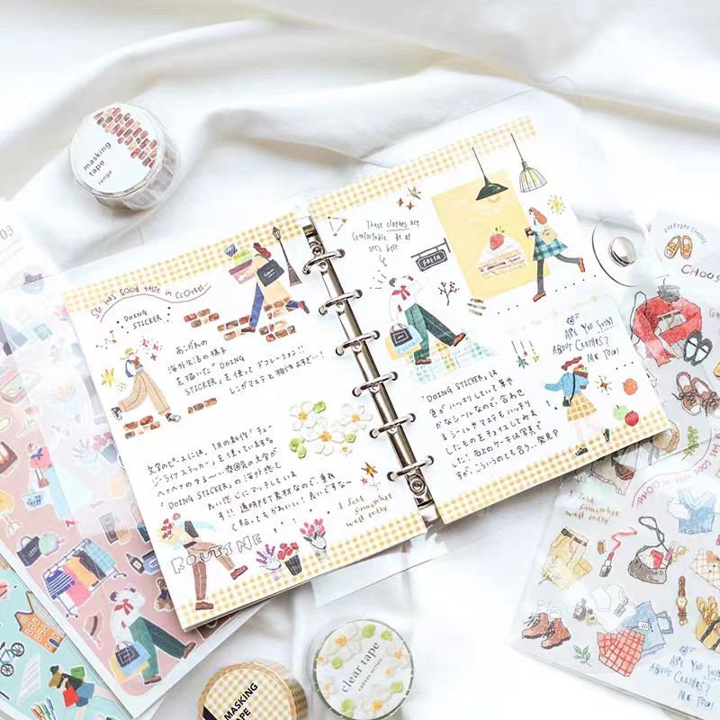 Mind Wave Doing Series Japanese Stickers | Cafe Travel Study Shopping Decorative Stickers | Planner Journal Collage DIY Supplies