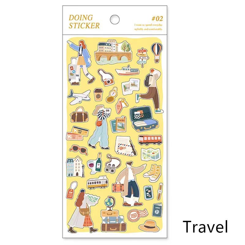 Mind Wave Doing Series Japanese Stickers | Cafe Travel Study Shopping Decorative Stickers | Planner Journal Collage DIY Supplies