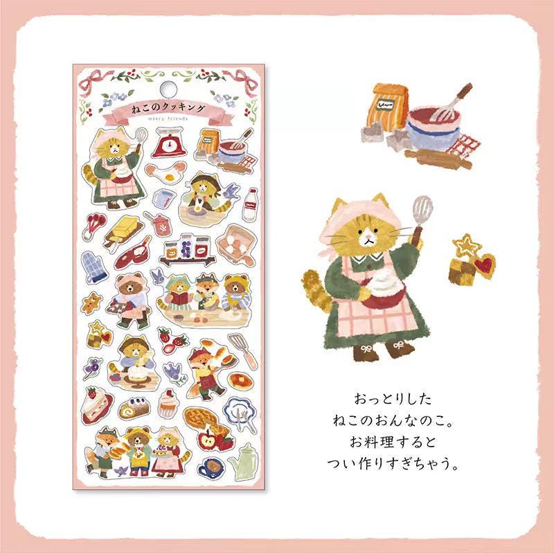 Mind Wave Cute Animal Japanese Stickers | Bear Rabbit Cat Wolf Fox Dog Decorative Stickers | Planner Journal Collage DIY Bujo Supplies