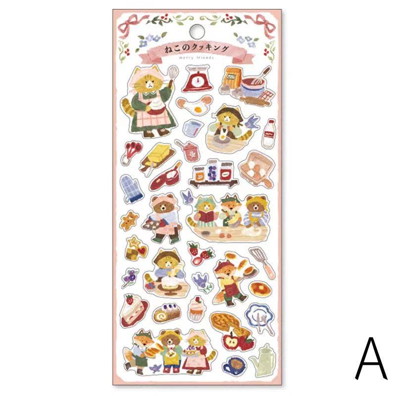 Mind Wave Cute Animal Japanese Stickers | Bear Rabbit Cat Wolf Fox Dog Decorative Stickers | Planner Journal Collage DIY Bujo Supplies