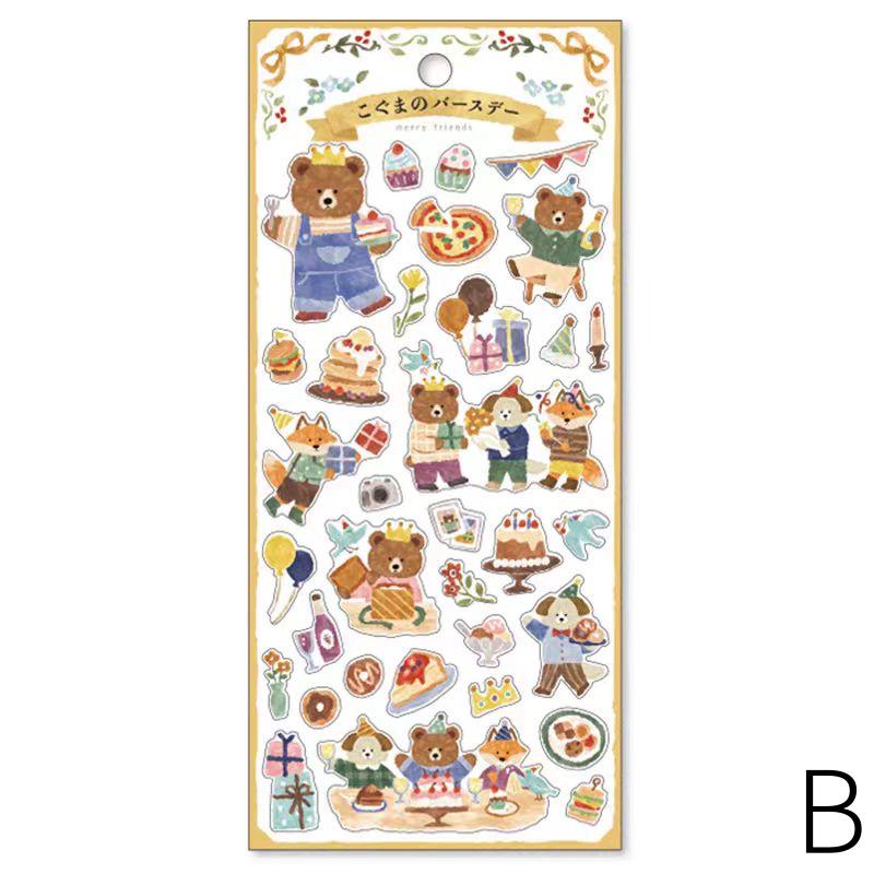 Mind Wave Cute Animal Japanese Stickers | Bear Rabbit Cat Wolf Fox Dog Decorative Stickers | Planner Journal Collage DIY Bujo Supplies