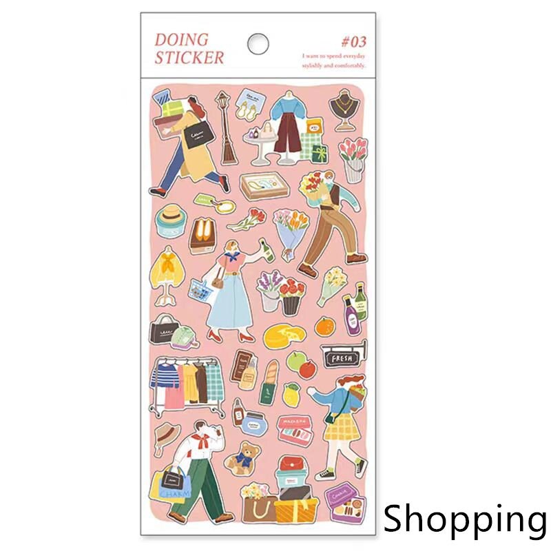 Mind Wave Doing Series Japanese Stickers | Cafe Travel Study Shopping Decorative Stickers | Planner Journal Collage DIY Supplies