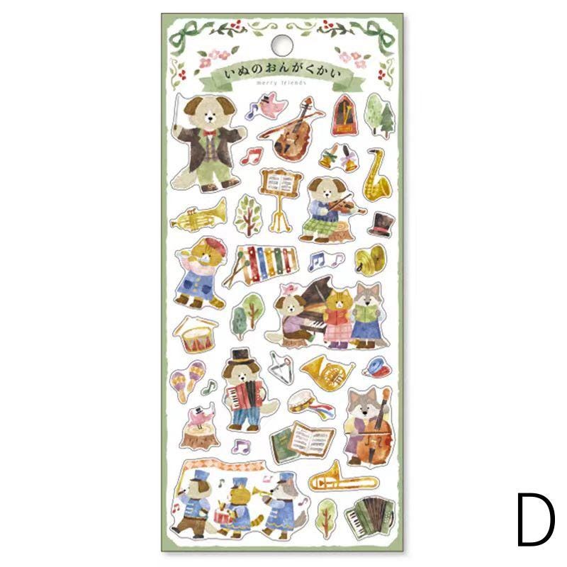 Mind Wave Cute Animal Japanese Stickers | Bear Rabbit Cat Wolf Fox Dog Decorative Stickers | Planner Journal Collage DIY Bujo Supplies