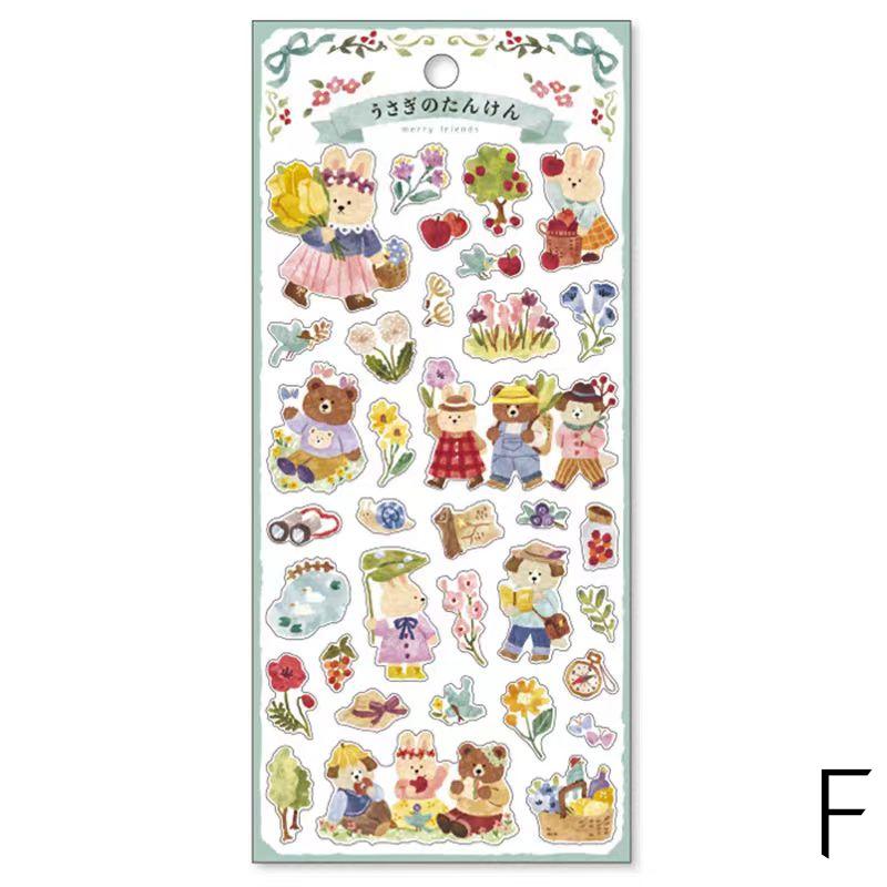 Mind Wave Cute Animal Japanese Stickers | Bear Rabbit Cat Wolf Fox Dog Decorative Stickers | Planner Journal Collage DIY Bujo Supplies