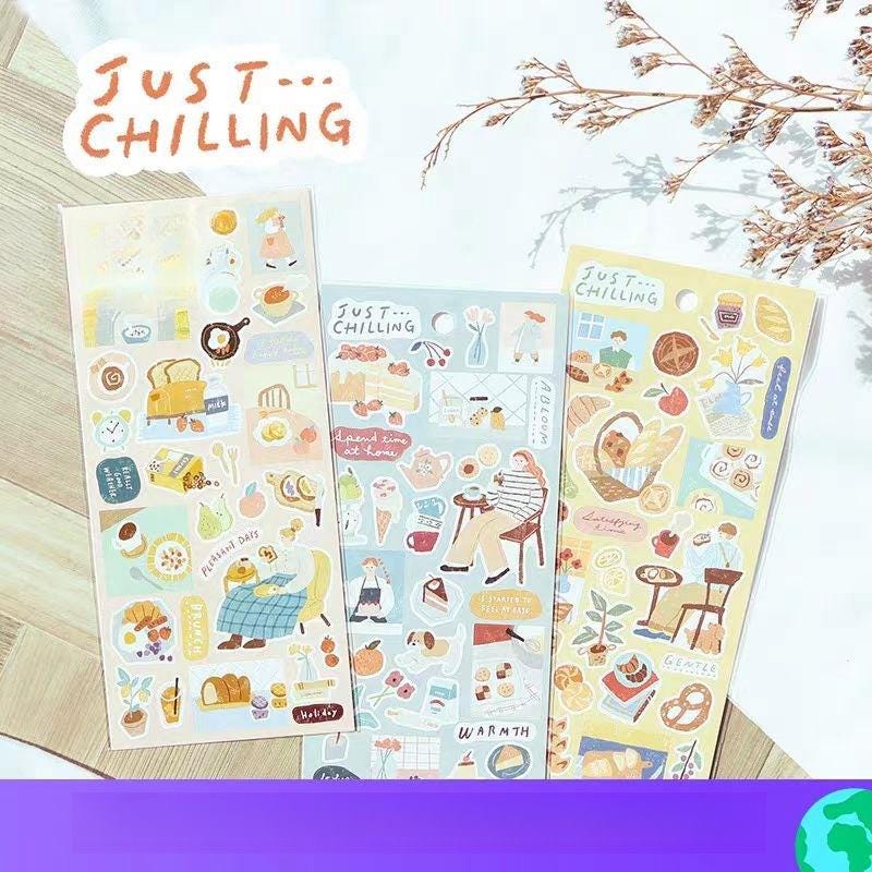 Mind Wave Cute Life Food Japanese Stickers | Coffee Bread Dessert Dinner Life Decorative Stickers | Planner Journal Collage DIY Supplies