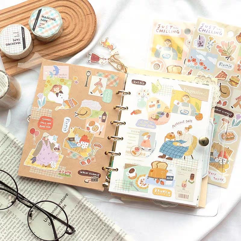 Mind Wave Cute Life Food Japanese Stickers | Coffee Bread Dessert Dinner Life Decorative Stickers | Planner Journal Collage DIY Supplies