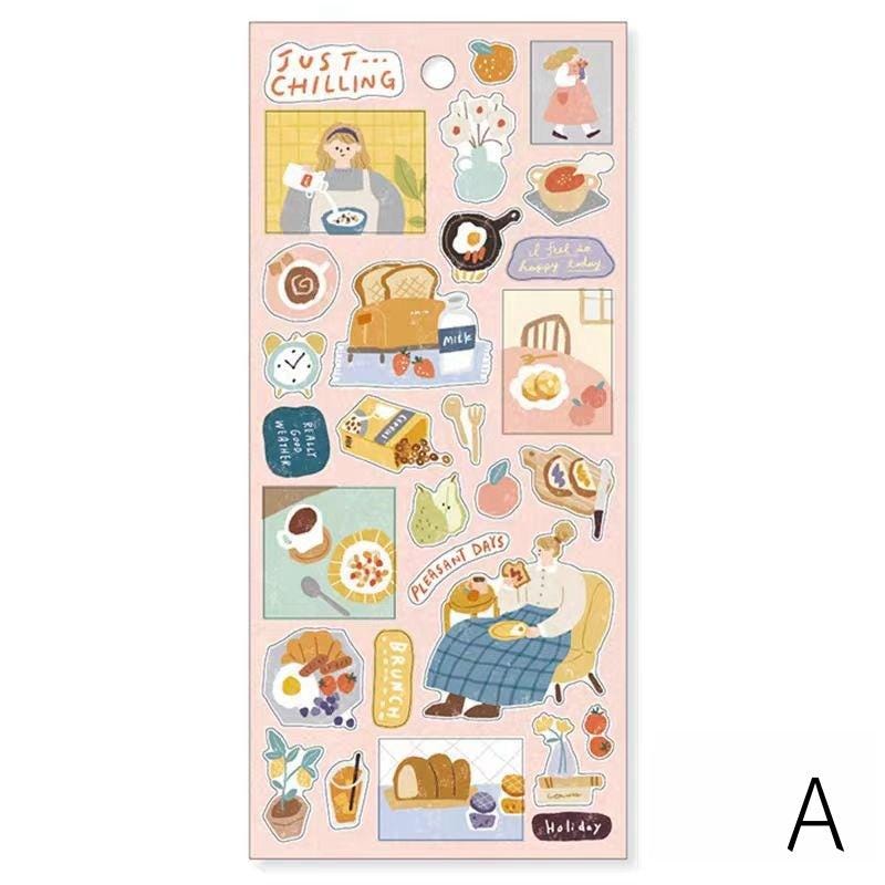 Mind Wave Cute Life Food Japanese Stickers | Coffee Bread Dessert Dinner Life Decorative Stickers | Planner Journal Collage DIY Supplies