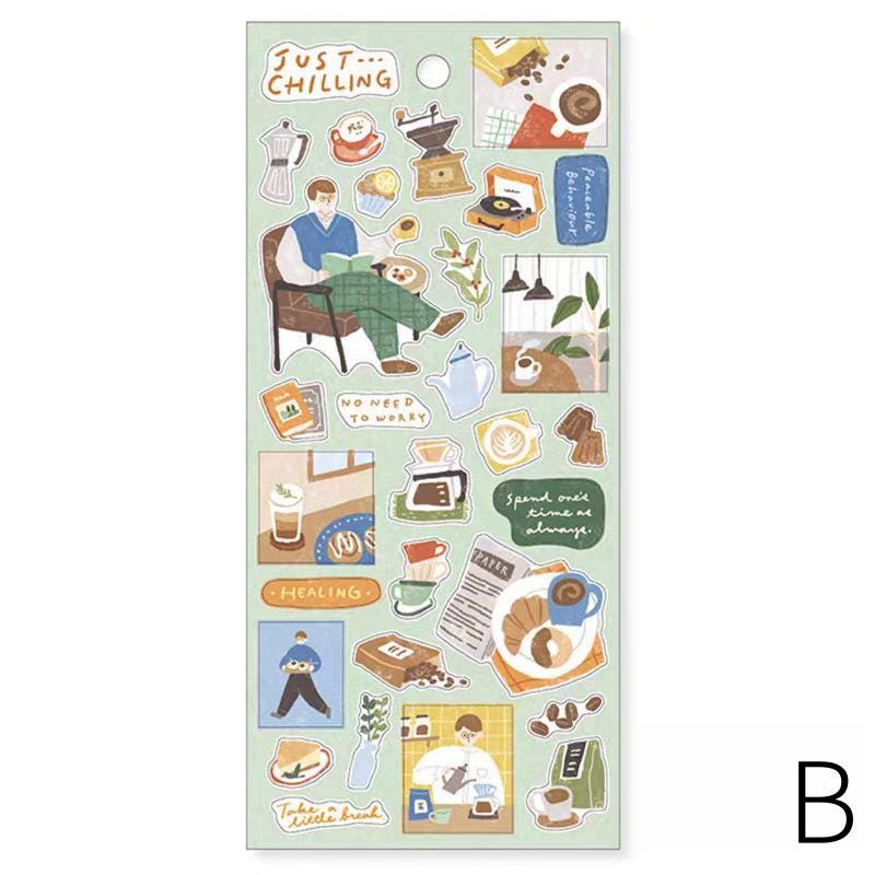 Mind Wave Cute Life Food Japanese Stickers | Coffee Bread Dessert Dinner Life Decorative Stickers | Planner Journal Collage DIY Supplies