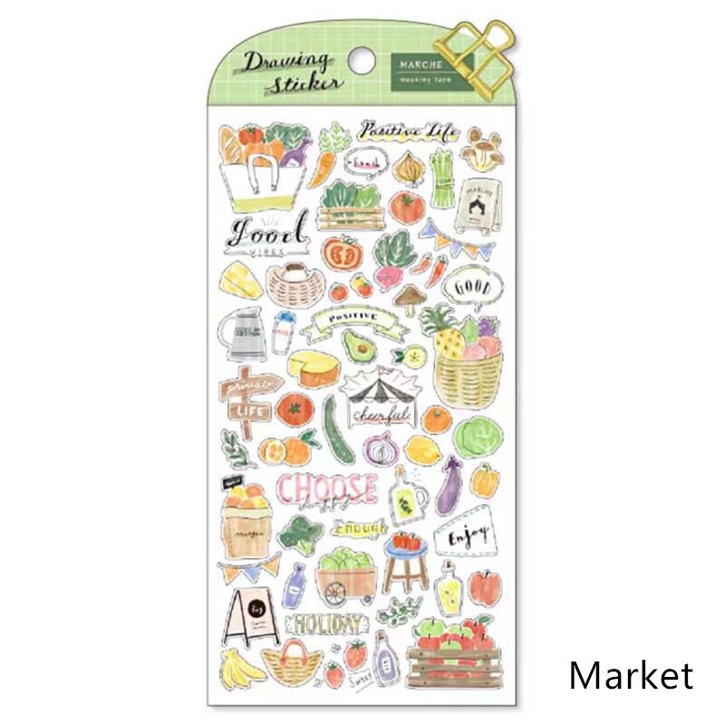 Mind Wave Drawing Japanese Stickers | Fashion Flower Coffee Study Room Animal Decorative Stickers | Planner Journal Collage Supplies