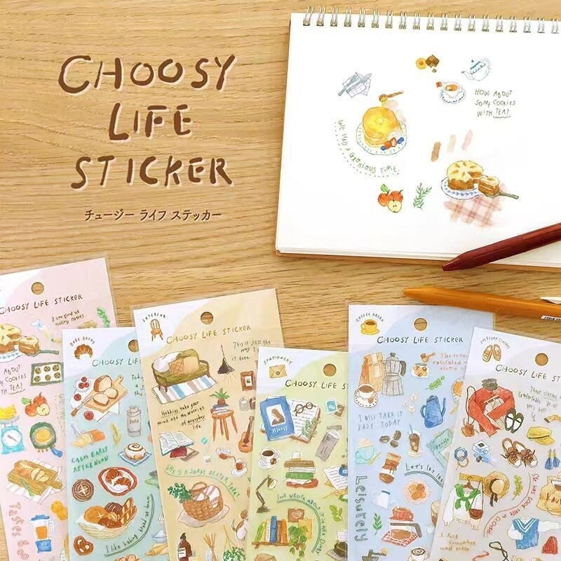 Mind Wave Chooosy Life Japanese Stickers | Coffee Bake Bread Cake Stationery Decorative Stickers | Planner Journal Collage DIY Bujo Supplies