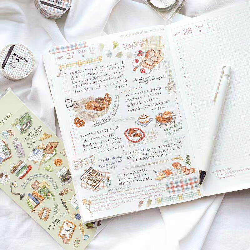 Mind Wave Chooosy Life Japanese Stickers | Coffee Bake Bread Cake Stationery Decorative Stickers | Planner Journal Collage DIY Bujo Supplies