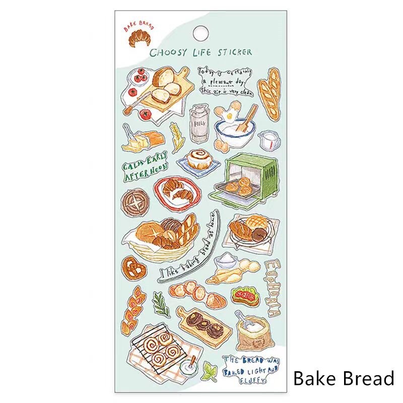 Mind Wave Chooosy Life Japanese Stickers | Coffee Bake Bread Cake Stationery Decorative Stickers | Planner Journal Collage DIY Bujo Supplies