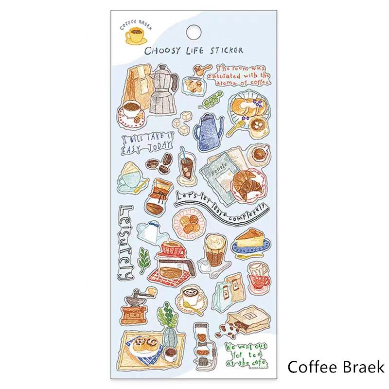 Mind Wave Chooosy Life Japanese Stickers | Coffee Bake Bread Cake Stationery Decorative Stickers | Planner Journal Collage DIY Bujo Supplies