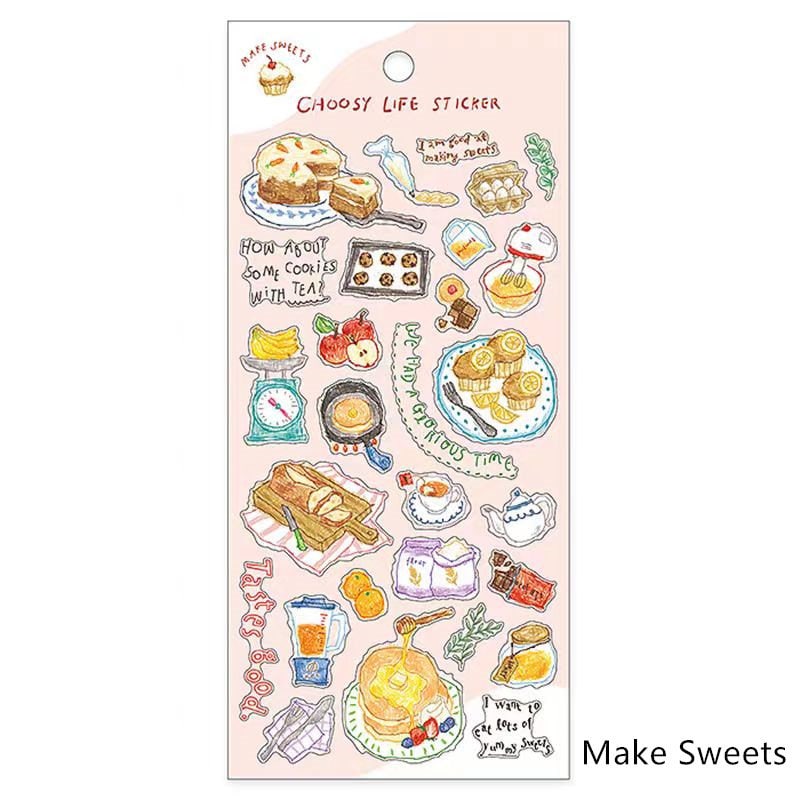 Mind Wave Chooosy Life Japanese Stickers | Coffee Bake Bread Cake Stationery Decorative Stickers | Planner Journal Collage DIY Bujo Supplies