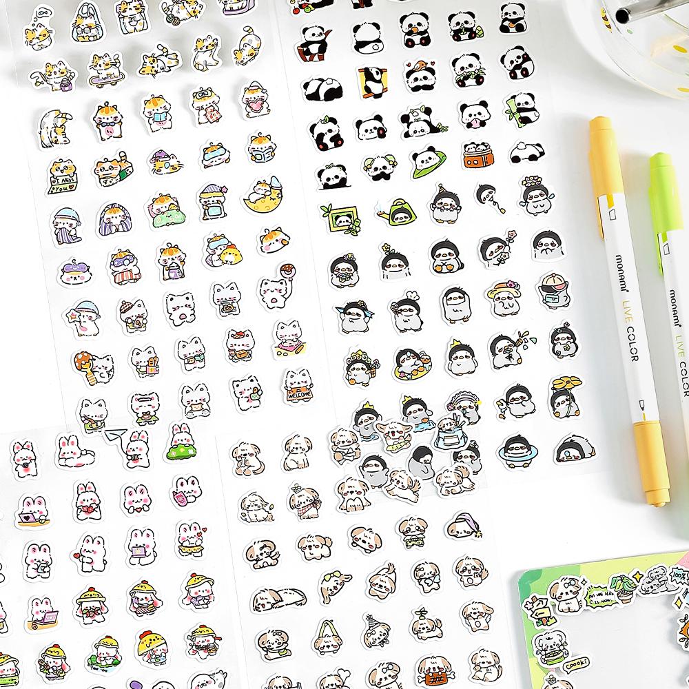 Mini Cat Dog Panda Rabbit Sticker | Cute Animal Stickers | Kawaii Animal Planner Stickers Junk Journal Scrapbooking Supplies