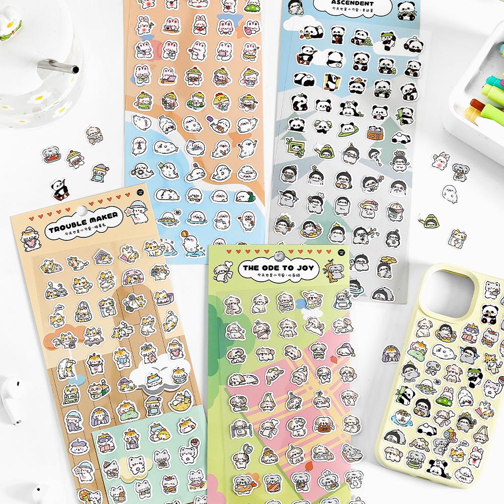 Mini Cat Dog Panda Rabbit Sticker | Cute Animal Stickers | Kawaii Animal Planner Stickers Junk Journal Scrapbooking Supplies