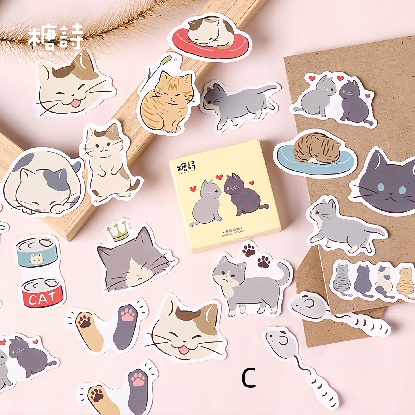 45pcs Cute Cat Sticker Pack / Junk Journal Stickers / Planner Sticker Set / Scrapbooking Kids Craft Supplies
